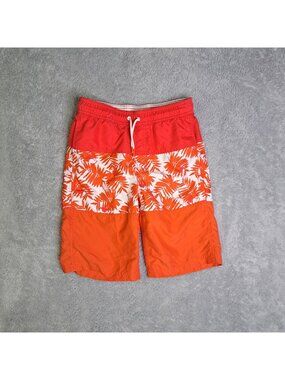 Cat & Jack Boys Swim Trunks XL Red & Orange Hawaiian Print